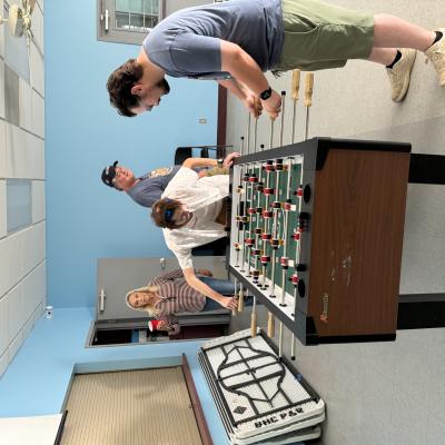 Tim and Alex playing Foosball
